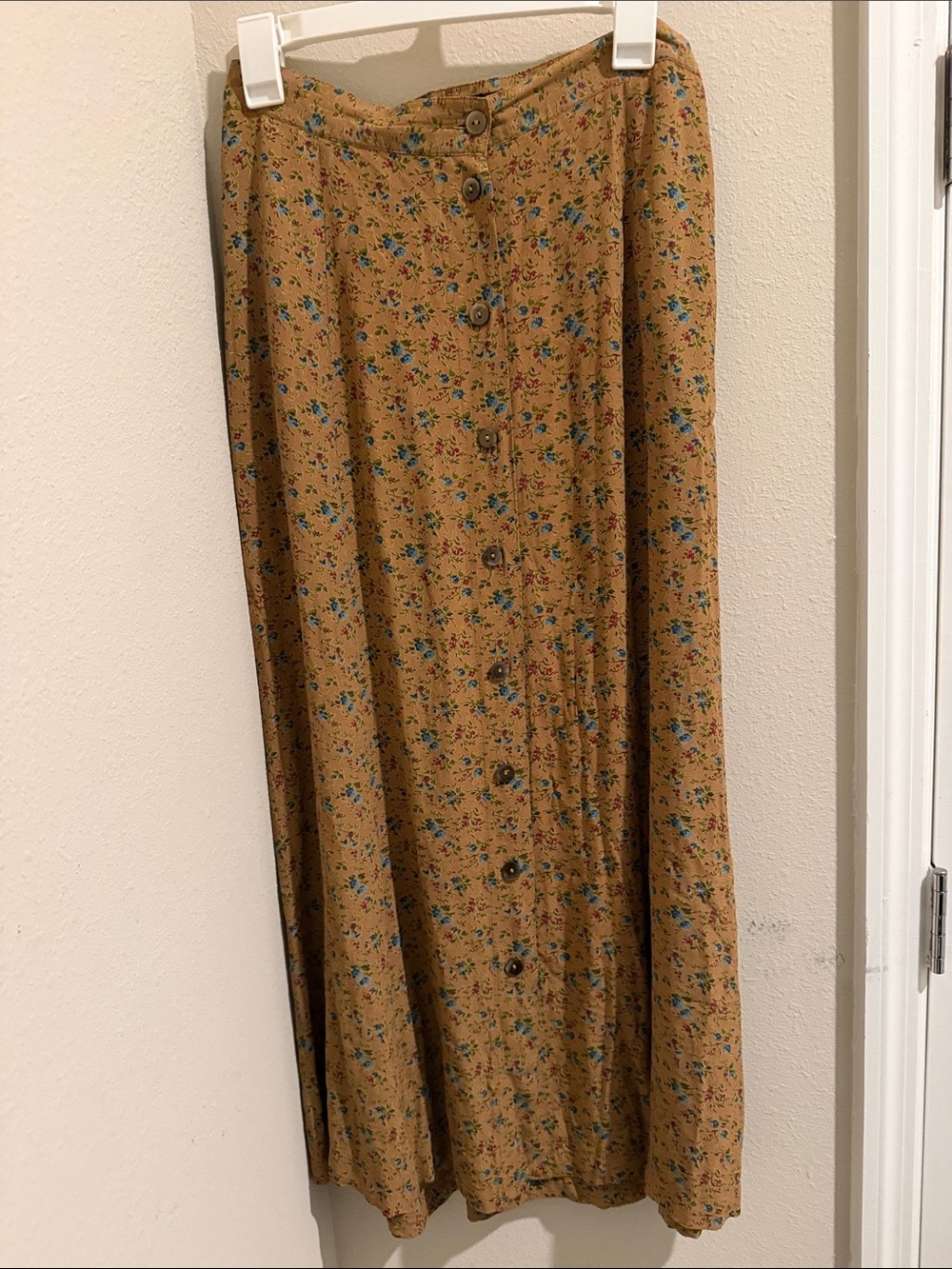 GAP Mustard Floral Maxi Skirt with Front Buttons